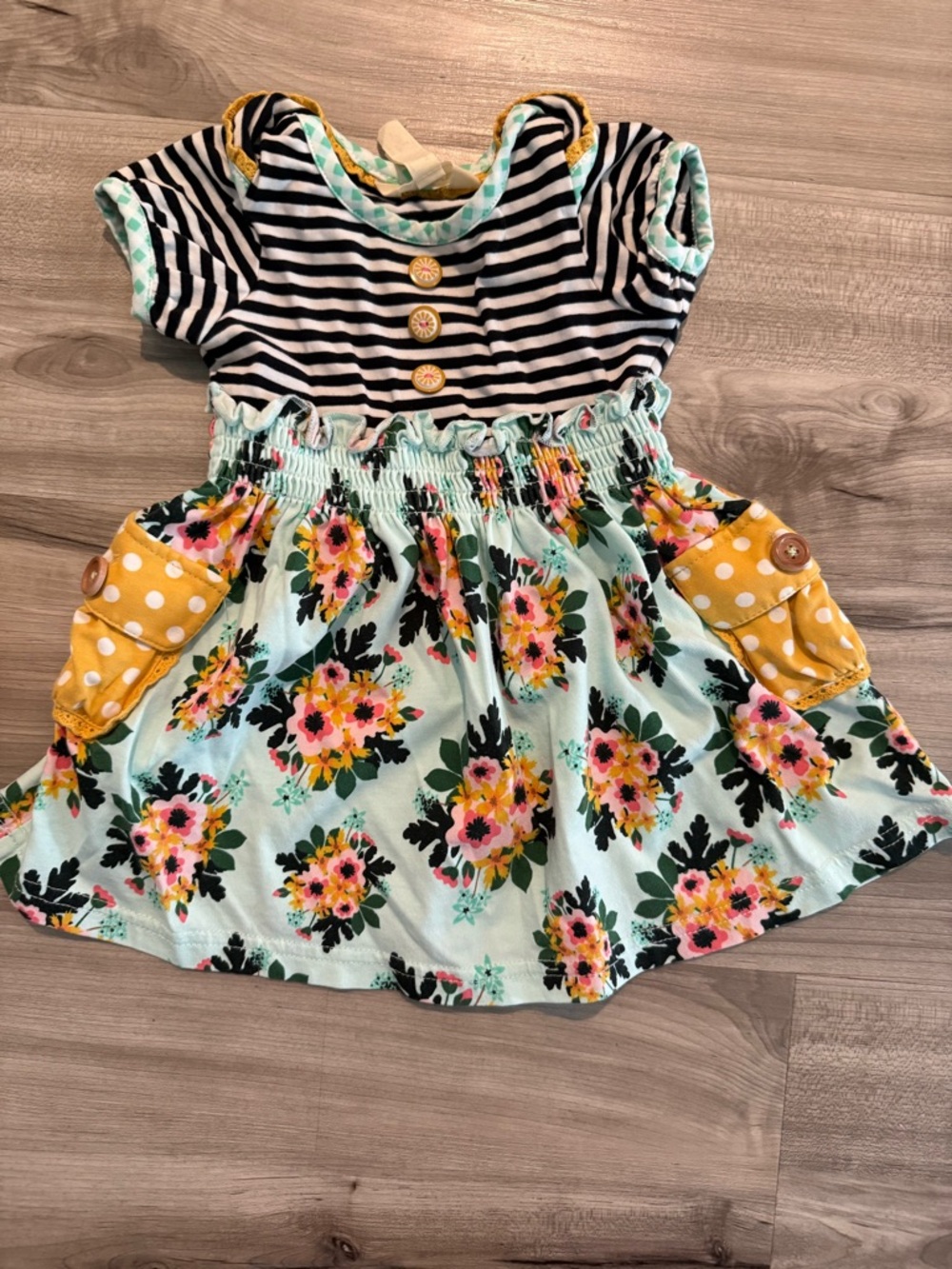 Matilda Jane Striped Floral Striped Dress with matching bib